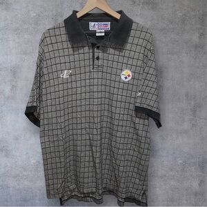 Logo Athletic Black and Gray Grid Polo Shirt